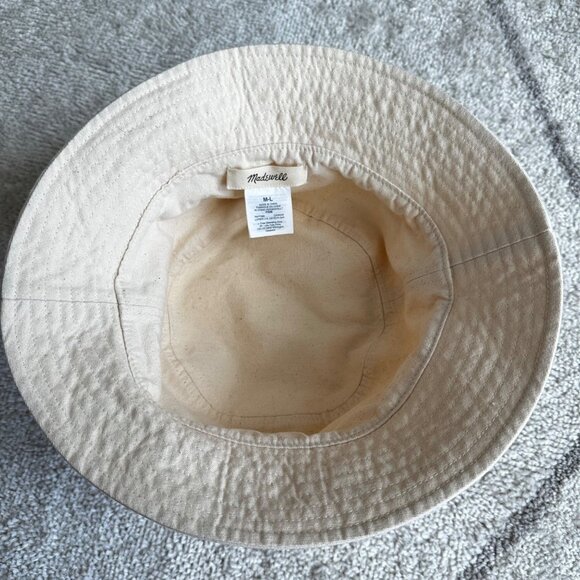 Madewell Off-White Cotton Canvas Bucket Hat Casual Summer Accessory M-L - Picture 3 of 4